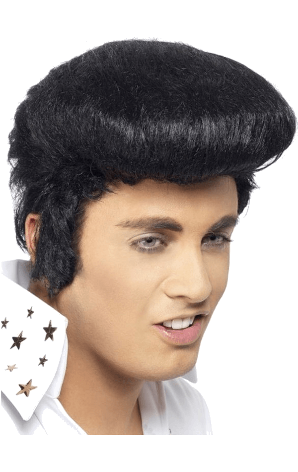 Official Elvis Wig (Black) with Quiff Joke.co.uk