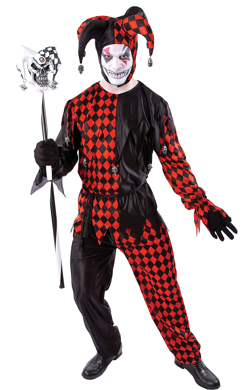 Adult Evil Jester Halloween Costume - Joke.co.uk