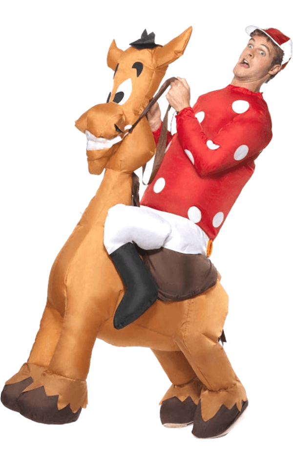 Adult Inflatable Jockey and Horse Costume Joke.co.uk