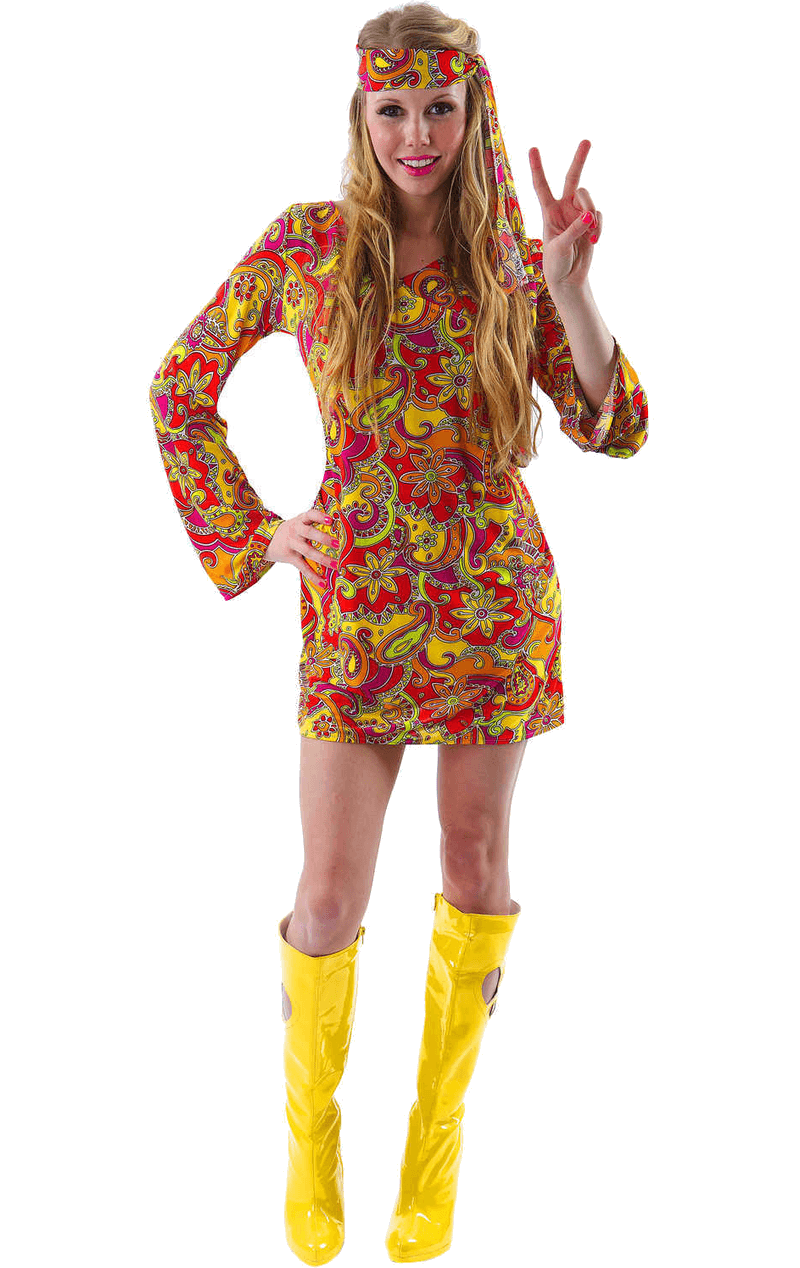Female 1960s Hippie Costume | Joke.co.uk