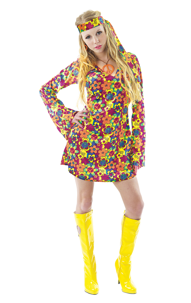 Adult 1960s Flower Power Hippy Costume | Joke.co.uk