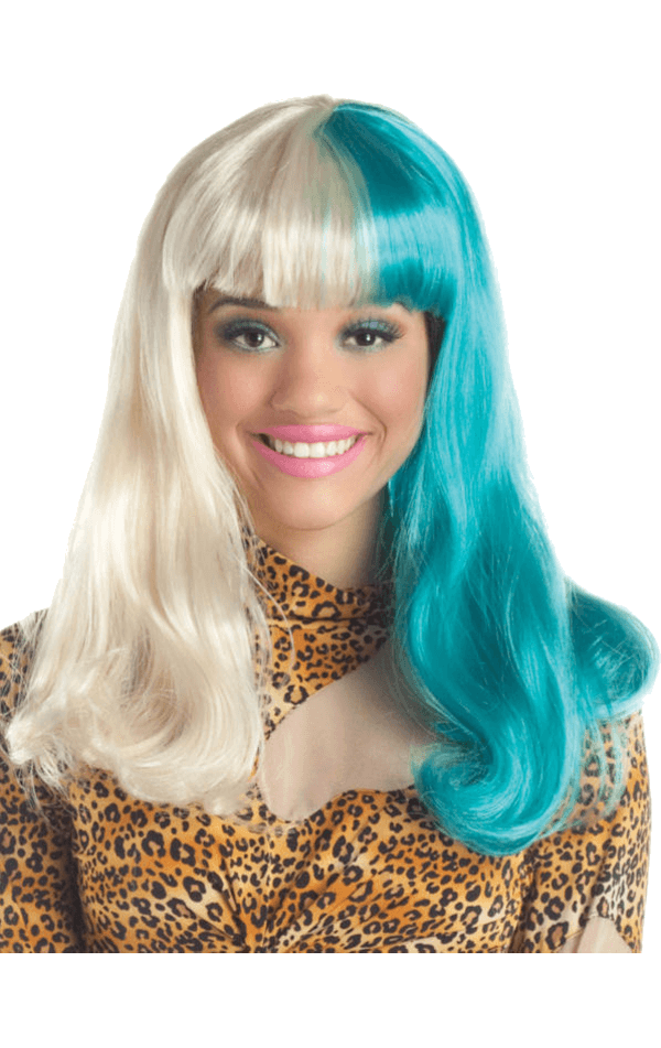 blue white wig