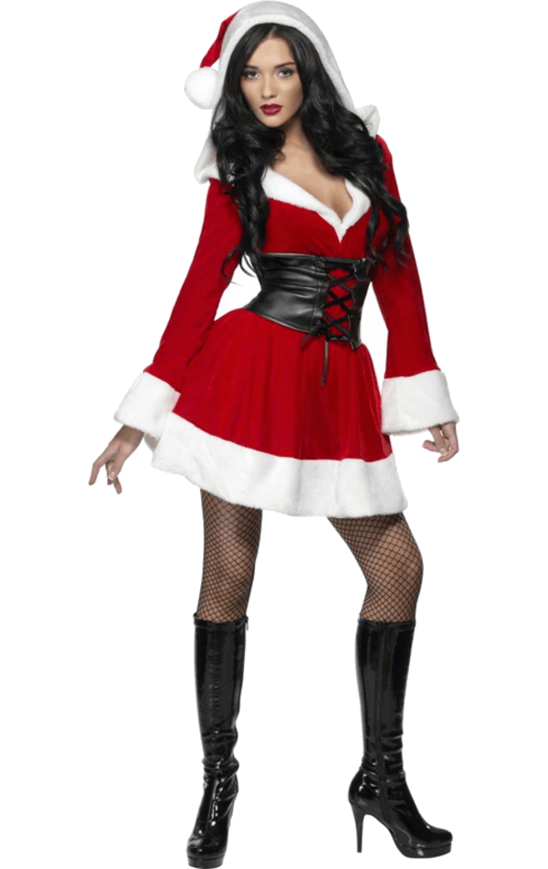 Hooded Miss Santa Costume Uk 7019