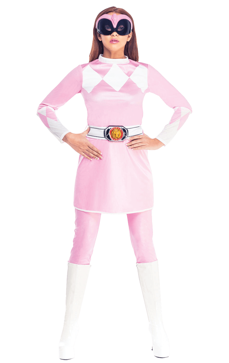 Adult Pink Mighty Morphin Power Ranger Costume | Joke.co.uk