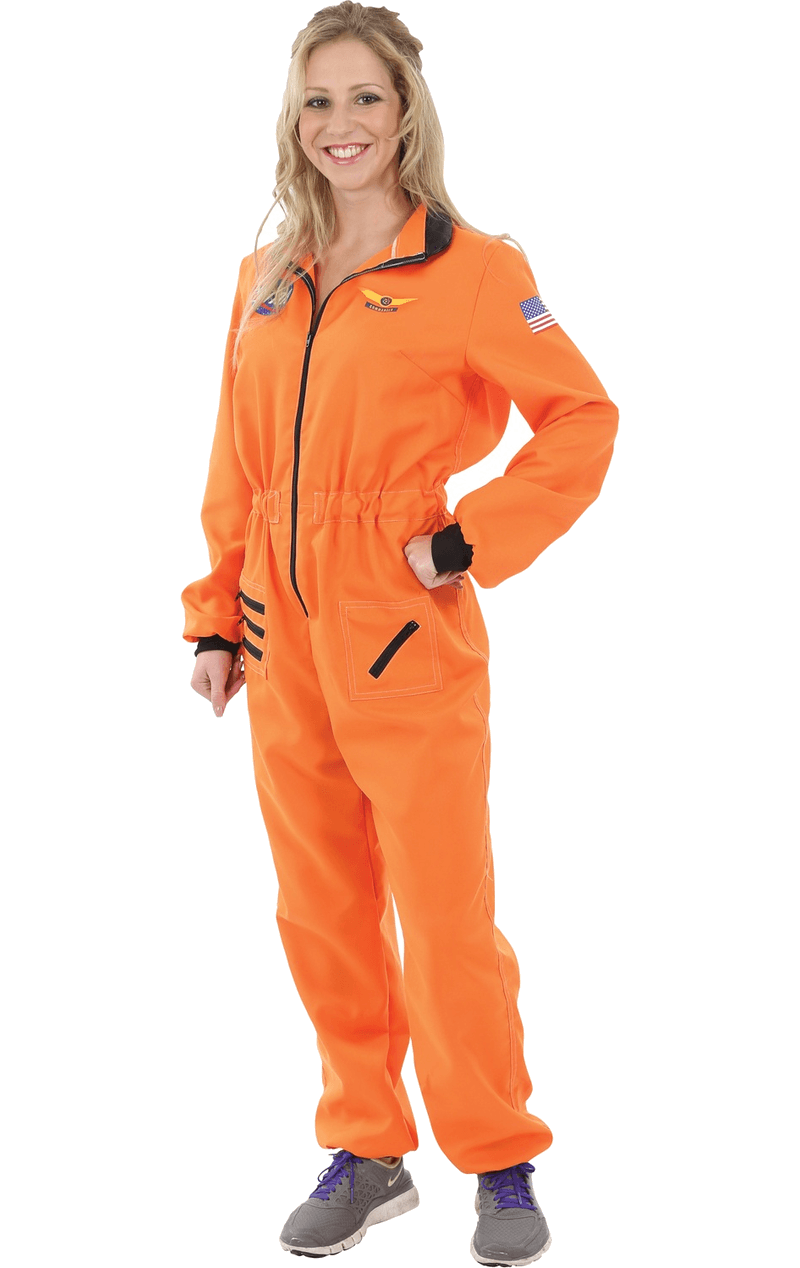 Adult Womens Orange Astronaut Costume Uk