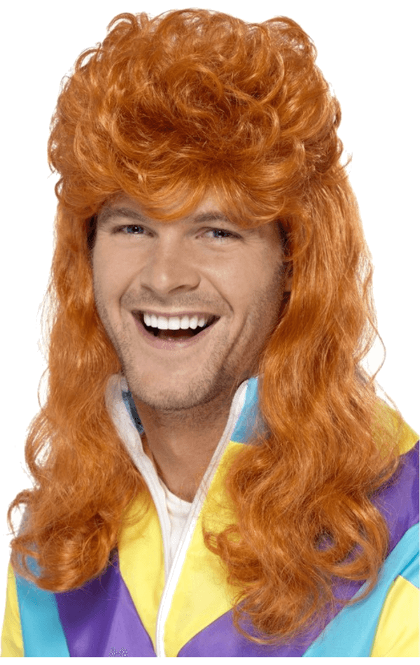 Adult 80's Super Mullet Ginger Wig Joke.co.uk