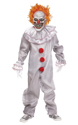 GREY MENS KILLER CLOWN WIG ADULTS HALLOWEEN FANCY DRESS HORROR CIRCUS EVIL SCARY