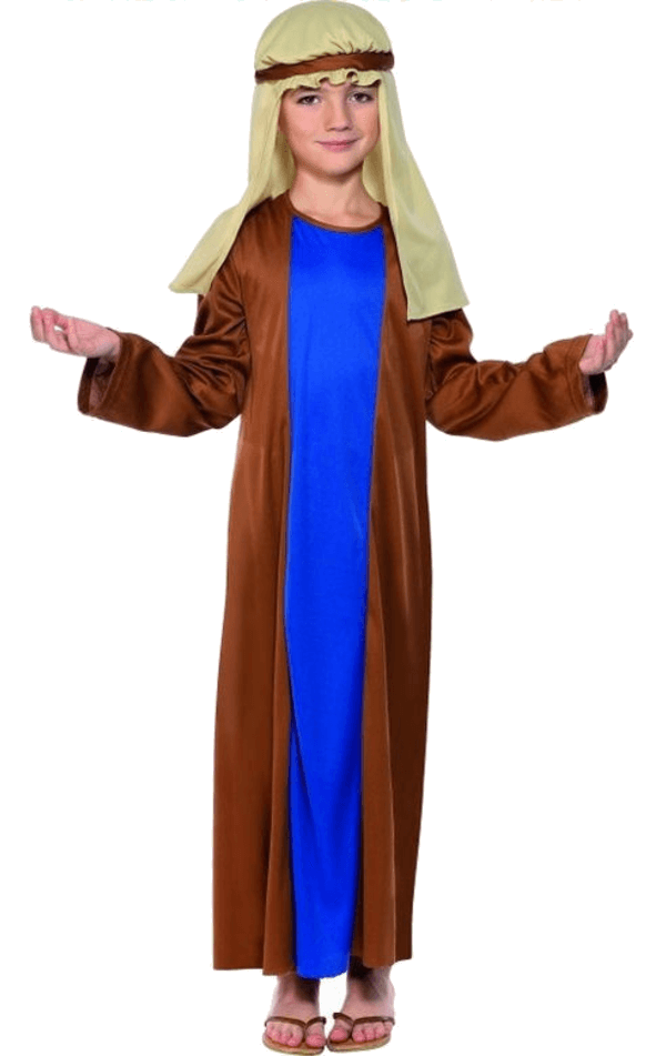 CHILDRENS SHEPHERD CHRISTMAS NATIVITY FANCY DRESS COSTUME OUTFIT WITH CROOK