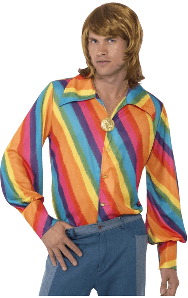 No Label 70's Vintage Hippie Shirt: 70s reproduction (made new recently) -No Label- Mens black 