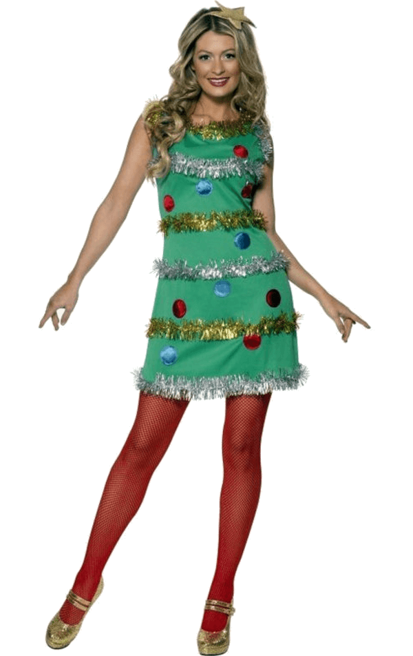 Womens Tinsel Christmas Tree Costume Joke.co.uk