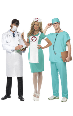 Zombie Doctor Surgeon Nurse Suit Fancy Dress Halloween Horror Couples Costume UK